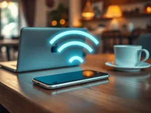Kobieta skanująca smartfonem kod QR w kawiarni, co ilustruje proces płatności mobilnej Visa Mobile.